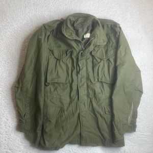 Vintage M65 men's olive green field jacket 60s 50s zipper heavy‎ xs